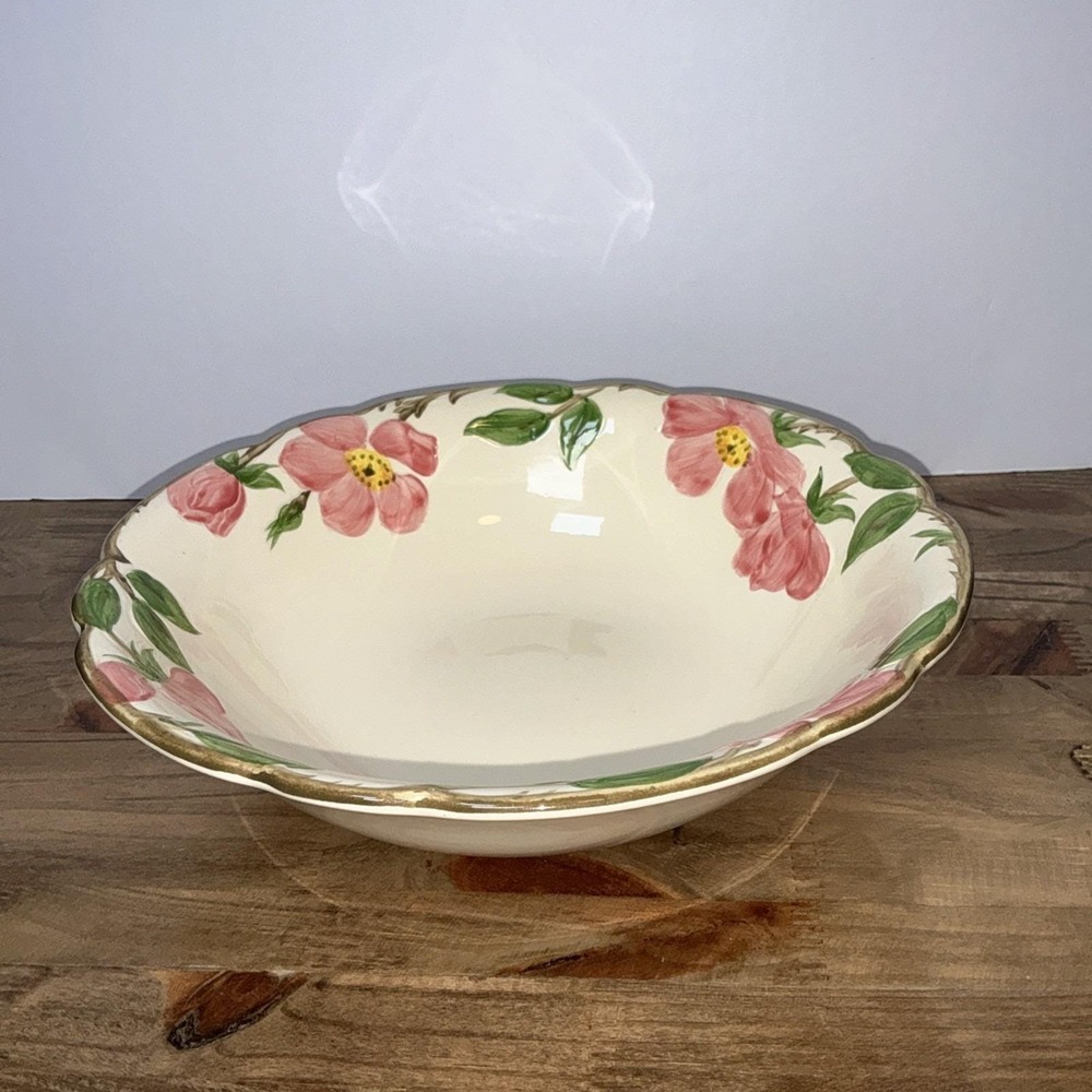 Franciscan Desert Rose Vegetable Serving Bowl Pink Roses USA 9" Vintage Pottery - Picture 2 of 7